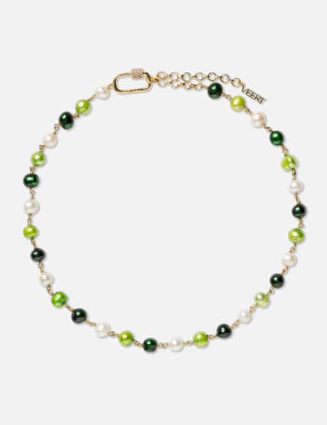 VEERT The Single Multi Green Freshwater Pearl Necklace in Yellow Gold