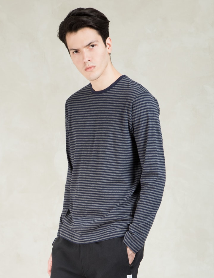 Charcoal/navy Strips Long Sleeve Crewneck T-shirt Placeholder Image