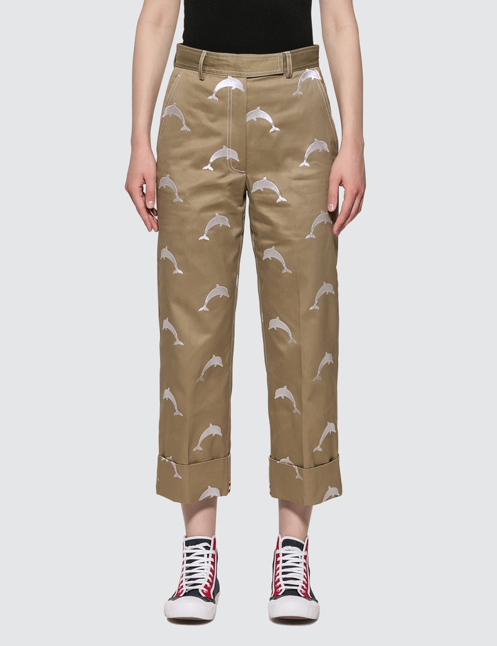 Twill Dolphin Embroidered Chino Trousers Placeholder Image