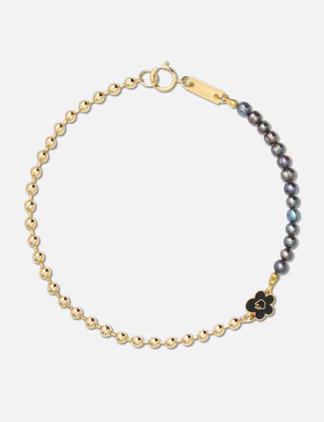 IN GOLD WE TRUST PARIS Black flower & pearl necklace