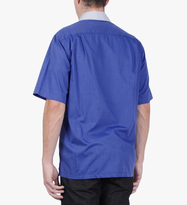 Mid Blue Dwayne Rib Front Bowling Shirt Placeholder Image
