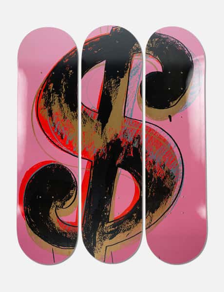 THE SKATEROOM Andy Warhol Dollar Sign Pink, 1981 Skateboard Deck 8" (Set of 3)