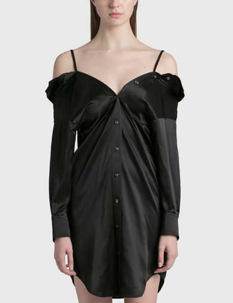 T By Alexander Wang Off The Shoulder Shirt Dress With Scrunchie Strap
