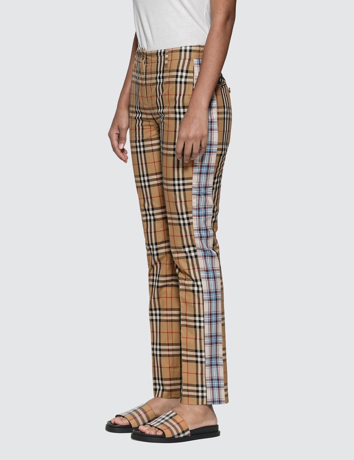 Straight Fit Contrast Check Cotton Trousers Placeholder Image