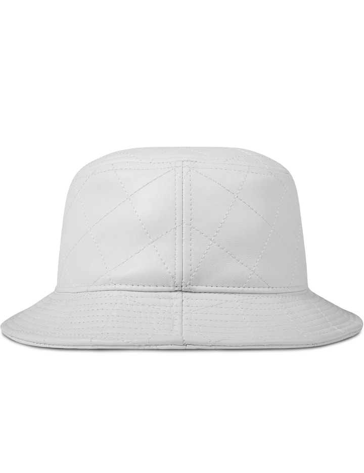 White Leather Quilted Bucket Hat Placeholder Image