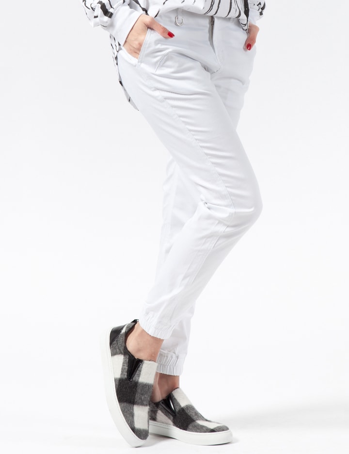 White Hanna Stretch Twill Jogger Pants Placeholder Image