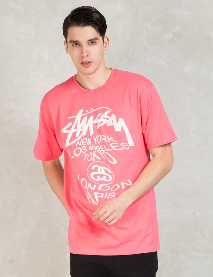 Stüssy - Pink Wt Warp T-Shirt | HBX - HYPEBEAST 为您搜罗全球潮流时尚品牌