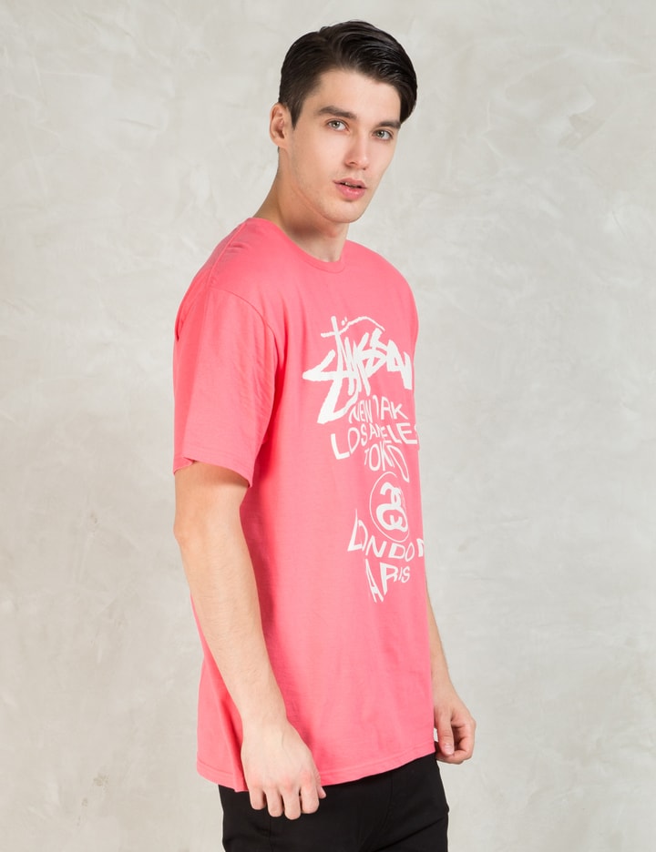Stüssy - Pink Wt Warp T-Shirt | HBX - HYPEBEAST 为您搜罗全球潮流时尚品牌