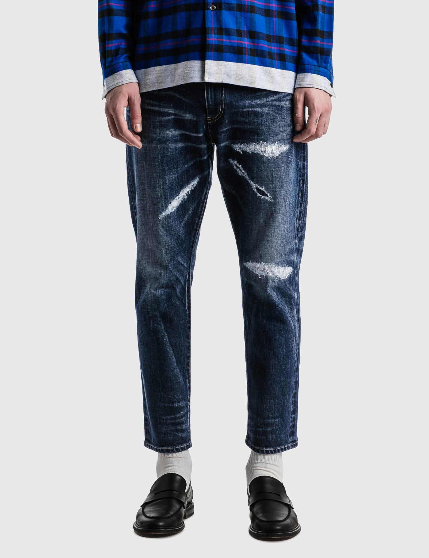 uniform experiment - Damaged Denim Jeans | HBX - HYPEBEAST 为您