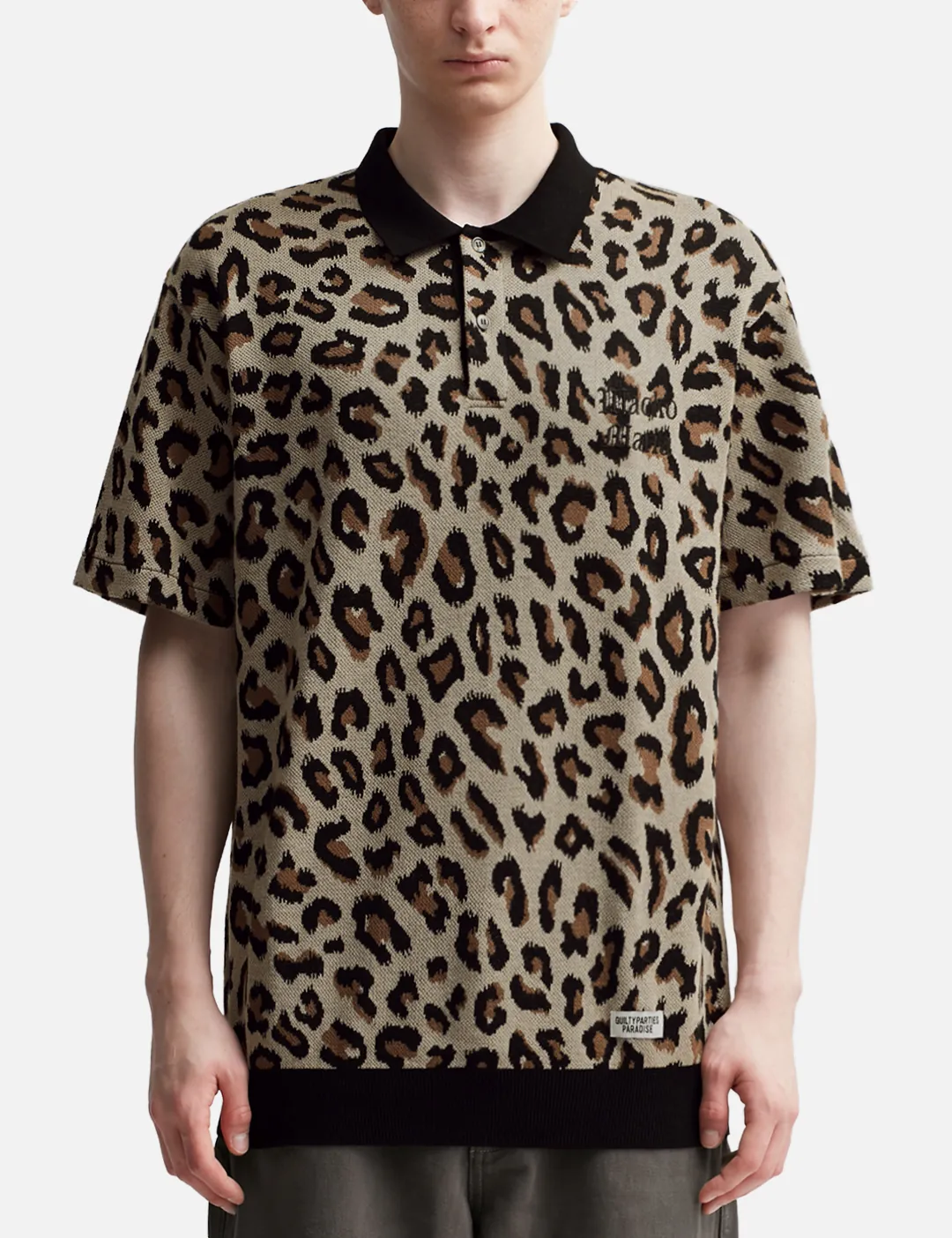 Wacko Maria - Leopard Knit Polo Shirt | HBX - HYPEBEAST 为您搜罗