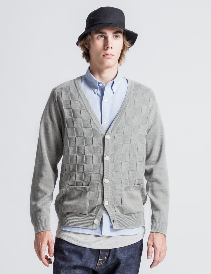 Head Porter Plus - Grey Checker Knit Cardigan | HBX - HYPEBEAST 为您搜罗全球